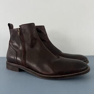 Aston Grey Helani Boots Cognac Brown Leather Zipper Chelsea Ankle Dress Shoes